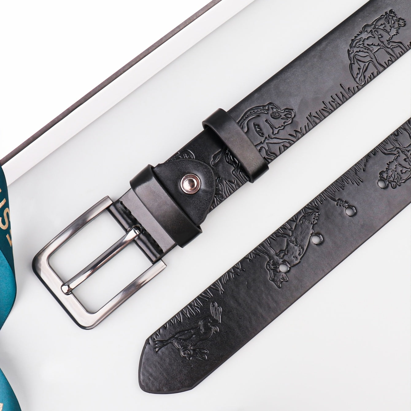 Forest Kingdom Animal Pattern Men's Casual PU Leather Belt