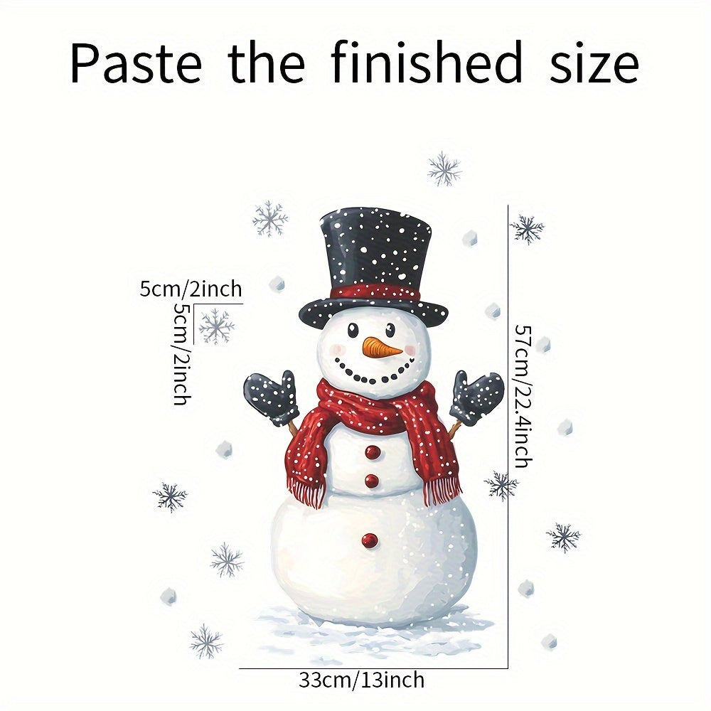 Festive Snowman & Snowflakes Wall Sticker Removable Decal 39.88x59 Holiday Decor