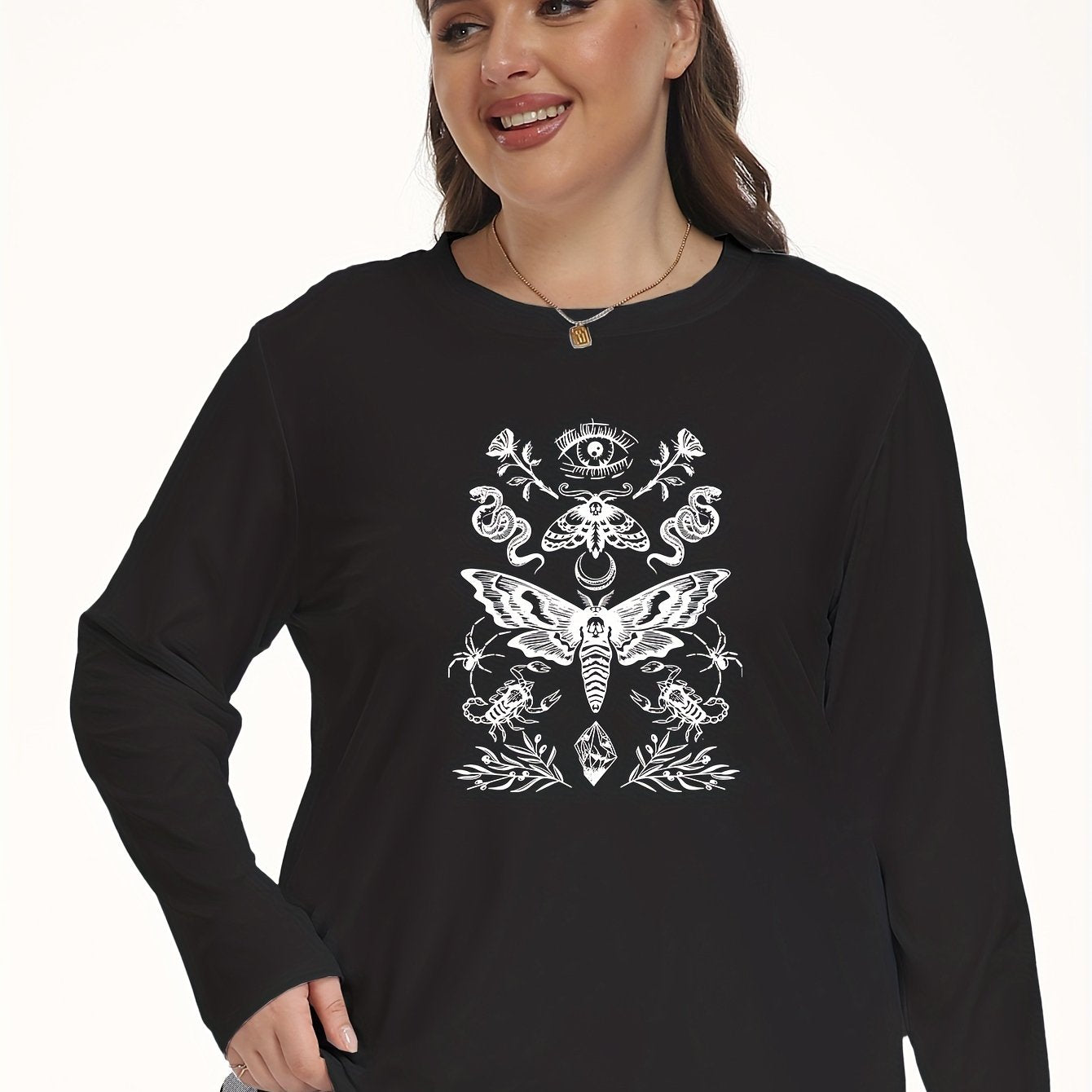  Goth Butterfly & Scorpion Print Pajama Top