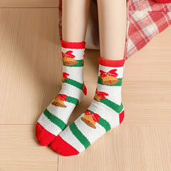 4 Pairs Christmas Print Socks Winter Knit Stockings Women's Hosiery