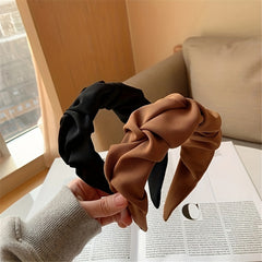 Ruffled Headbands For Women Solid Fabric Wide Hairbands