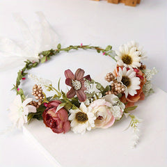 Boho Flower Garland Headdress Bridal Wreath Head Hoop Wedding Hair Accessories