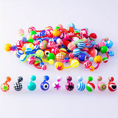 50pcs Colorful Acrylic Plastic Ball Belly Button Ring Navel Piercing Stud