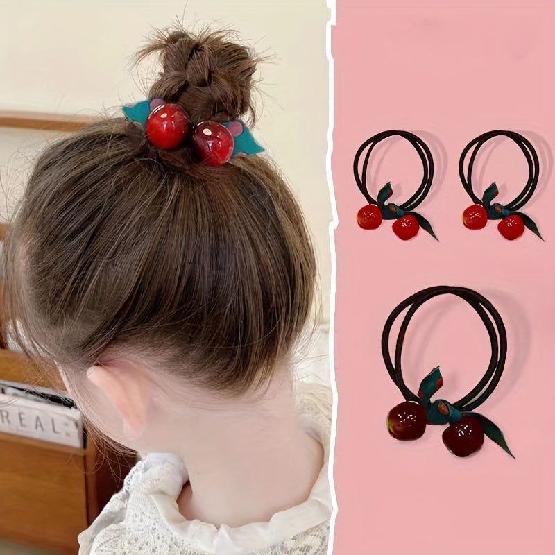 3pcs Cherry Hair Tie Hair Accessories Girls Headband High Elasticity