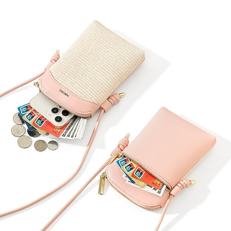 Straw Zipper Crossbody Bag All Match Shoulder Coin Purse