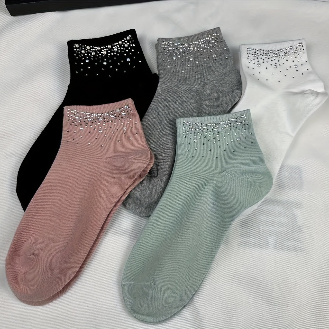Rhinestone Crew Socks for Women