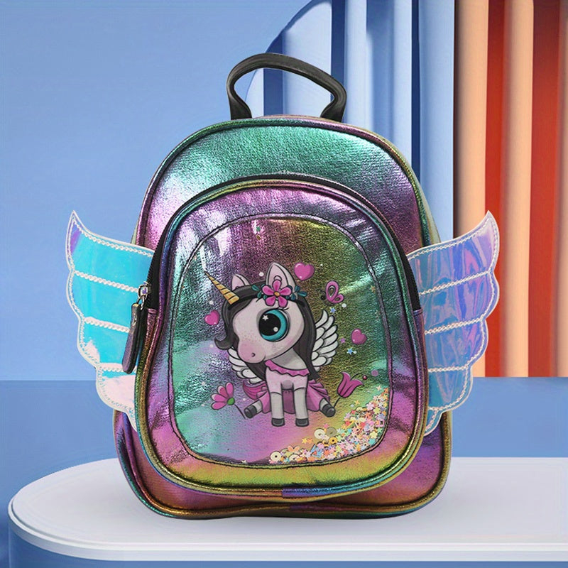 Cartoon Unicorn Wings Backpack Casual Kids Backpack Kindergarten Elementary Unic
