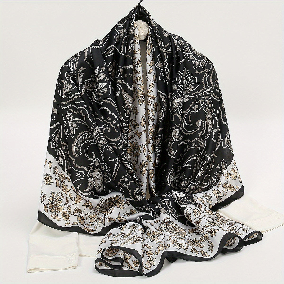 Paisley Print Satin Scarf Large Shawl Bandana Head Wrap