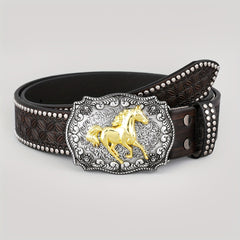 Floral Pattern Casual Belt Vintage Western Cowboy Leather Belt