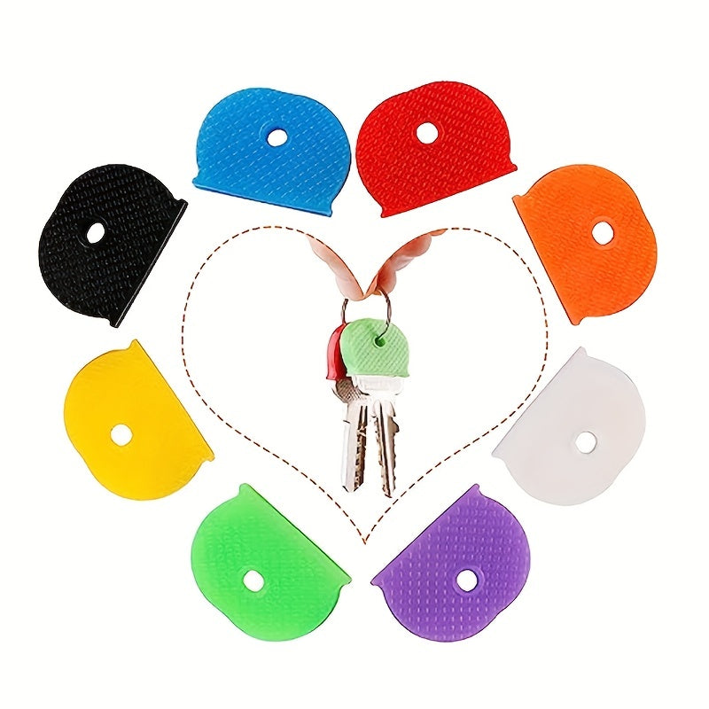 8pcs Silicone Keycap Label Plastic Keyring in 8 Colors