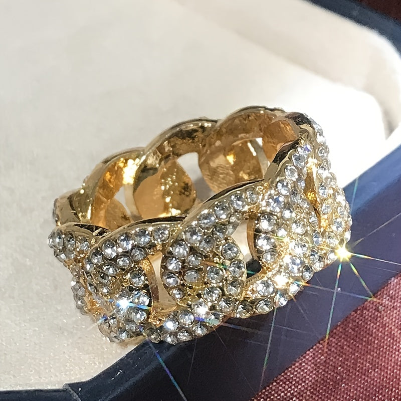 Zircon Inlaid Chain Ring For Men