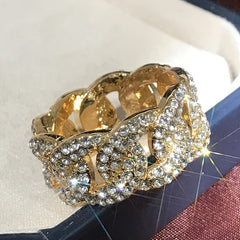 Zircon Inlaid Chain Ring For Men