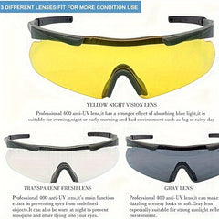 Outdoor Safety Glasses With 3 Lenses