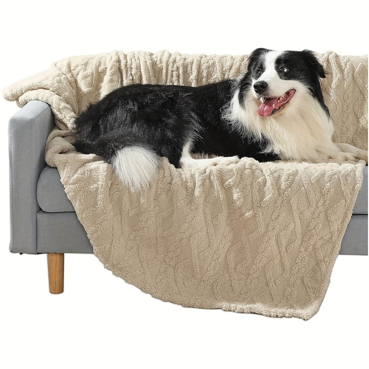 Waterproof Dog Blanket Reversible 3D Sherpa Pet Throw Blanket for Large Dogs