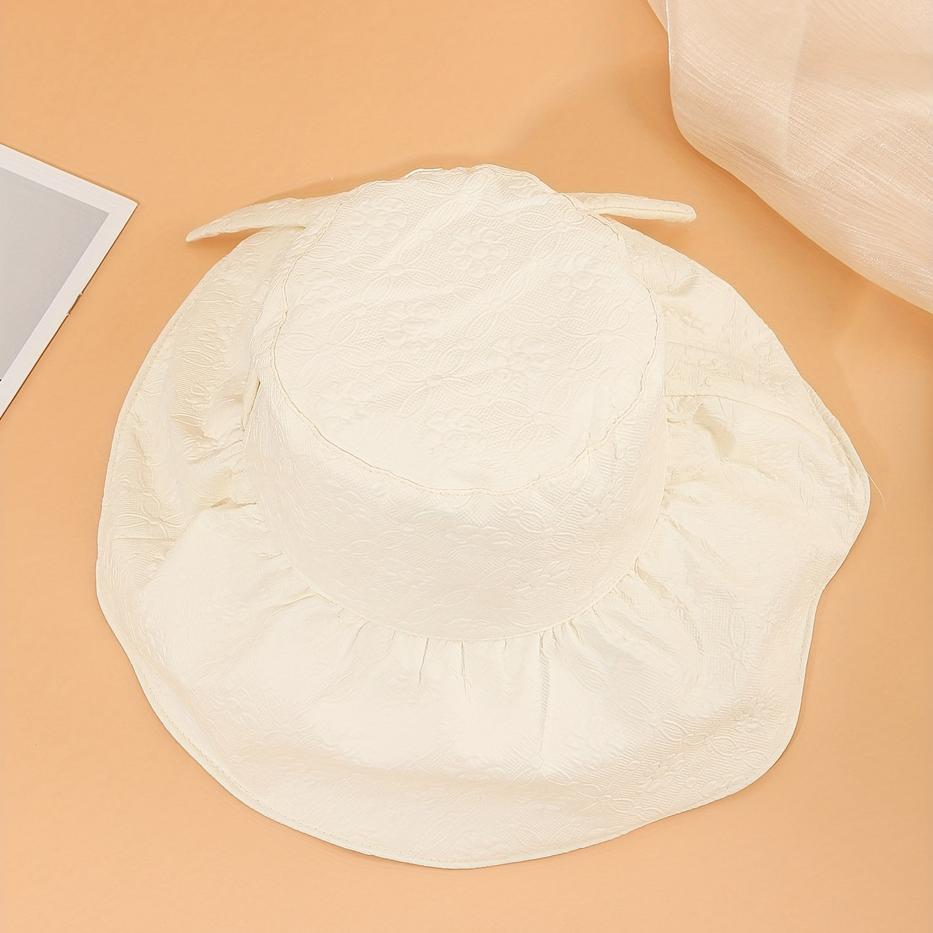 Embossed Wide Brim Sun Hat UV Protection Large Bucket Hat
