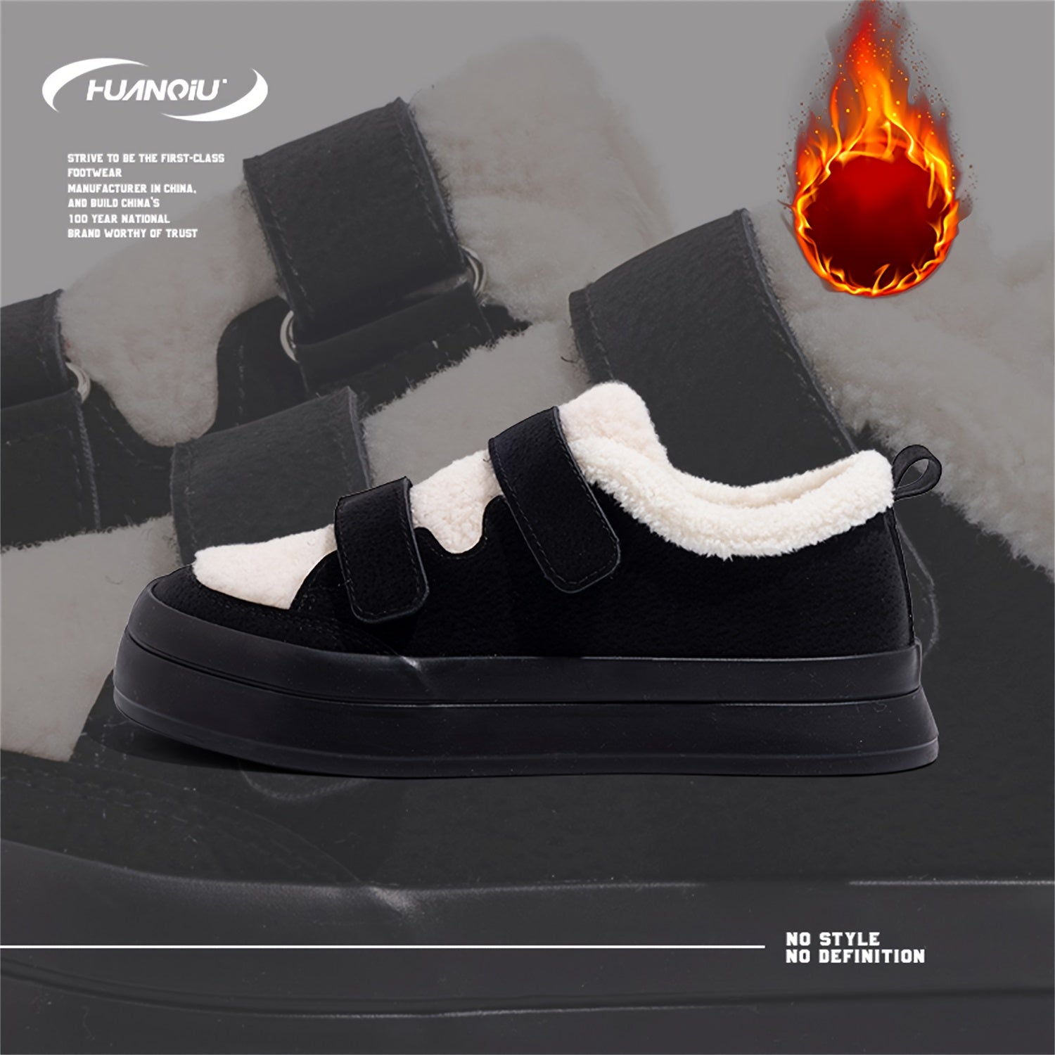 HUANQIU Women's Winter Skate Shoes Plush Inner Non slip Platform Sneakers