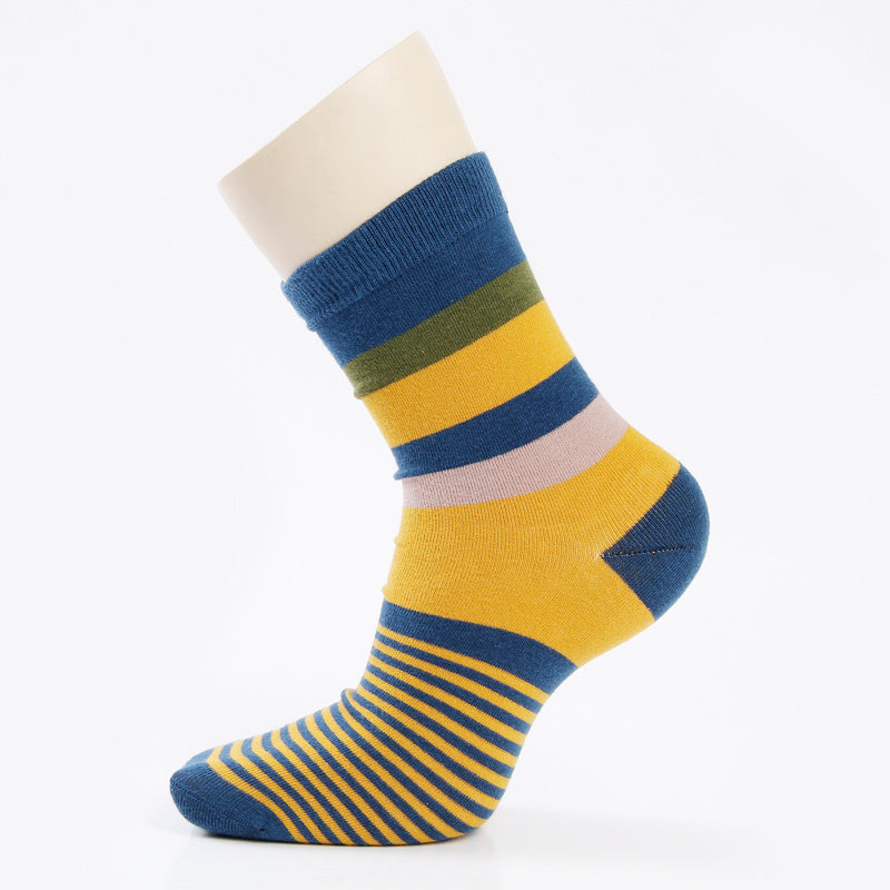 5 Pairs Women's Striped Crew Socks - Mixed Colours