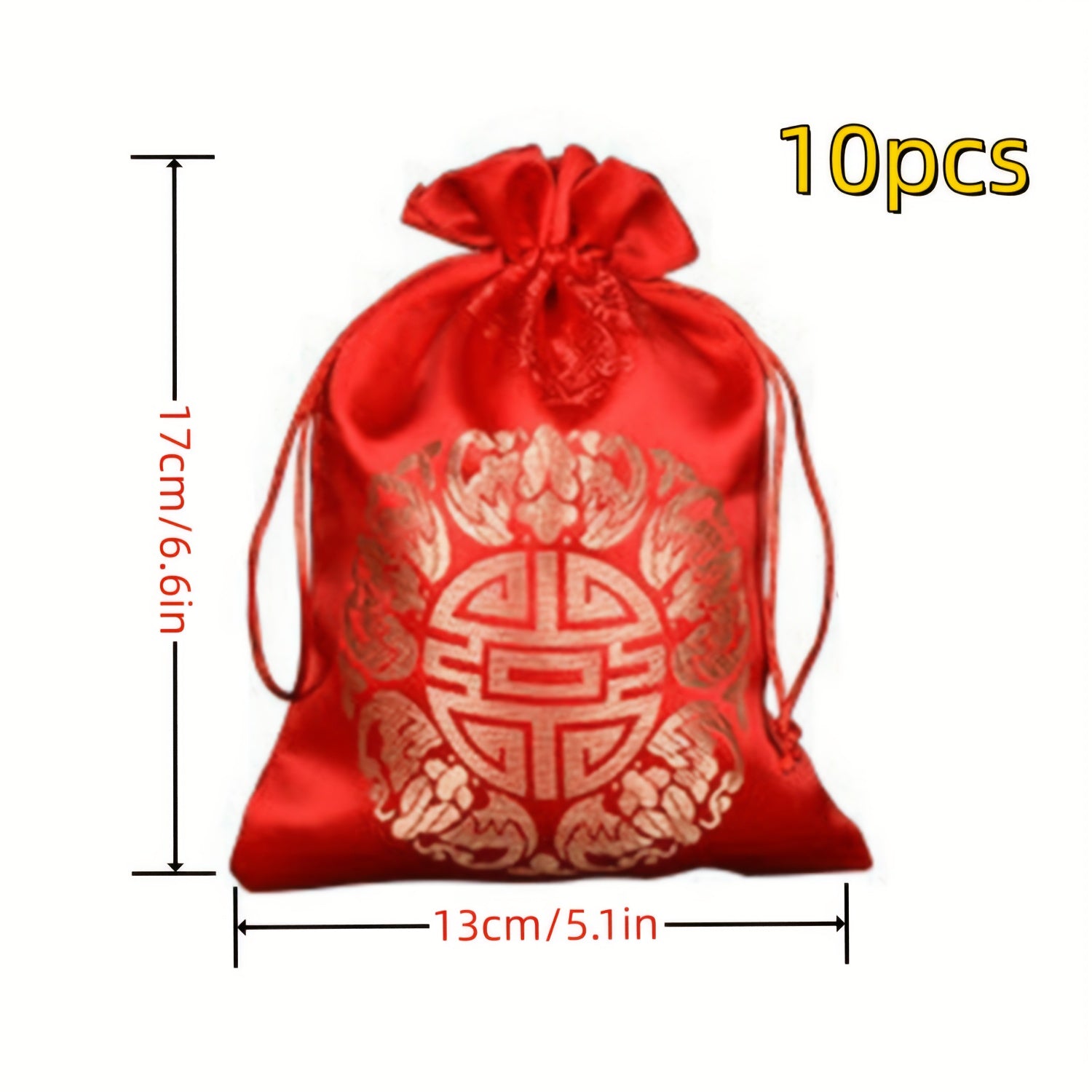 10pcs Chinese Brocade Embroidered Gift Bag for Spring and New Year