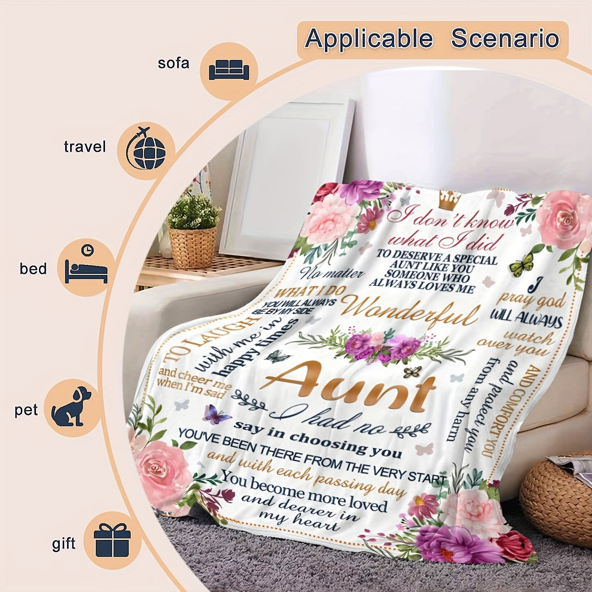 Digital Printing Soft Flannel Warm Throw Blanket for Sofa Bed Office Nap Camping