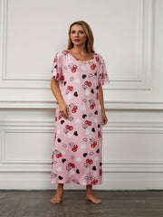  Cherry & Heart Print Sleep Dress