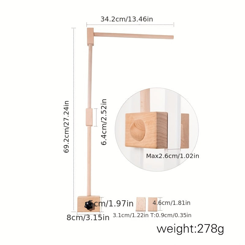 Sturdy Wooden Crib Bell Bracket with Rectangular Base