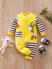 Baby Boys Giraffe Long Sleeve Romper Jumpsuit