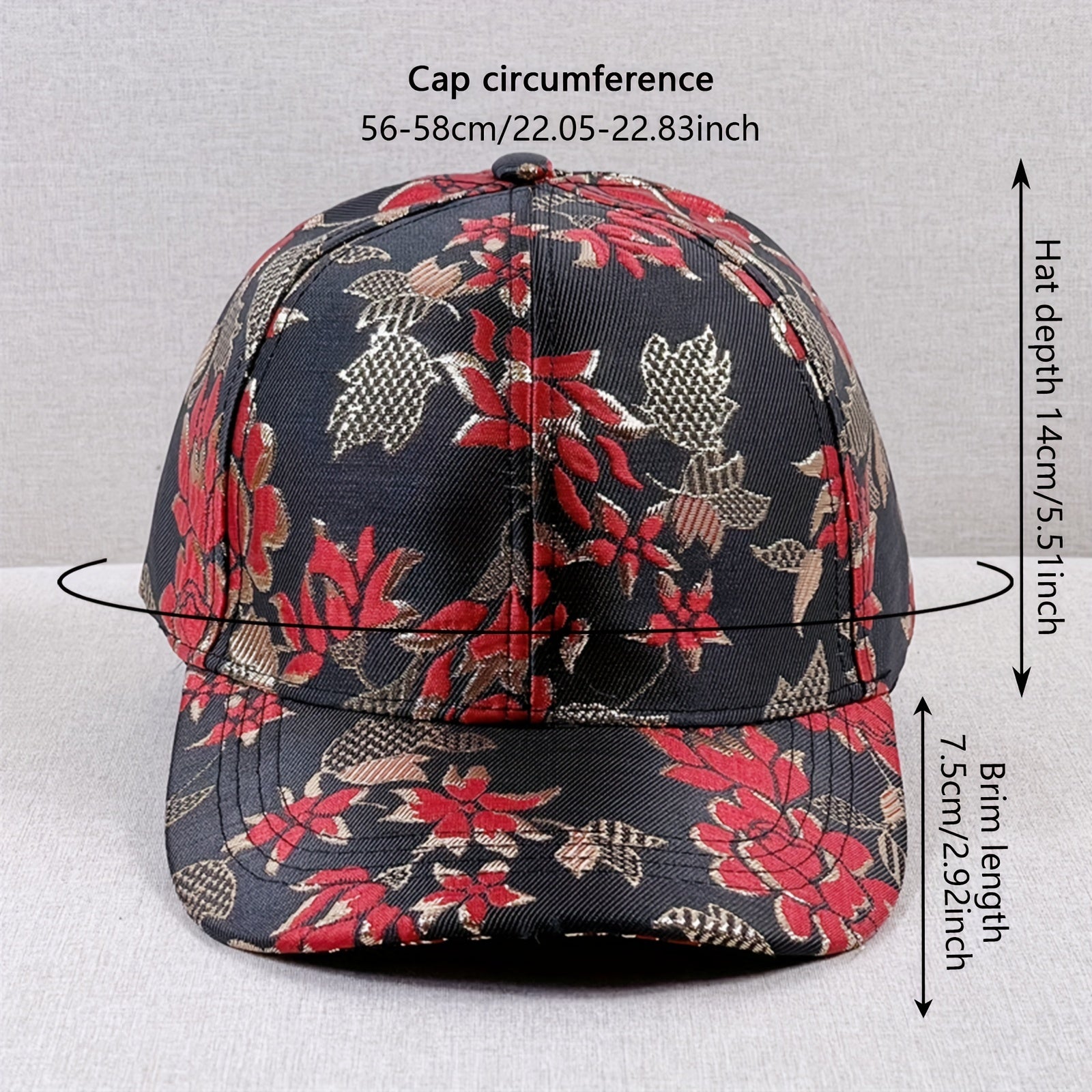 Golden Flower Embroidery Baseball Cap Dad Hat for Women
