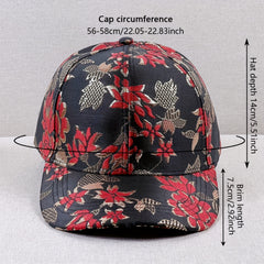 Golden Flower Embroidery Baseball Cap Dad Hat for Women