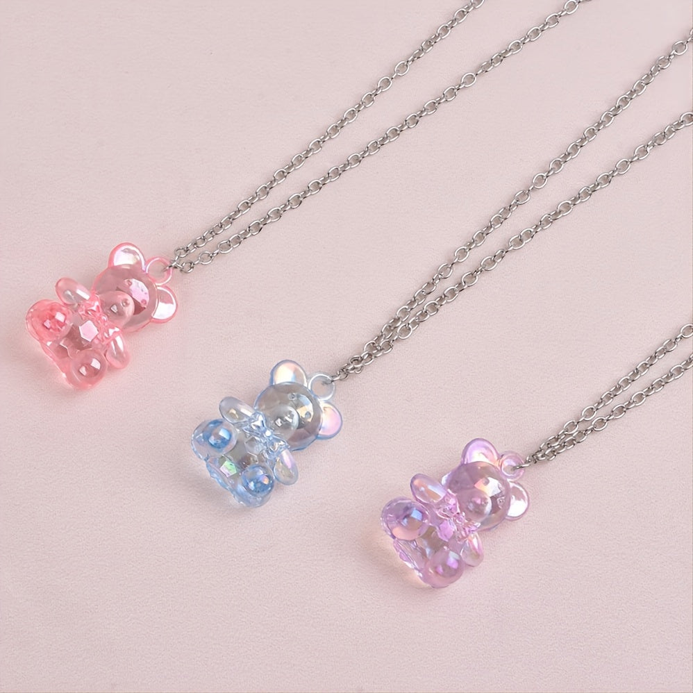 3pcs Acrylic Bear Sweater Chain Necklace