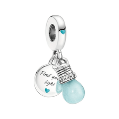 Luminous Light Bulb Tag Beads Silver Pendants DIY Jewelry Making