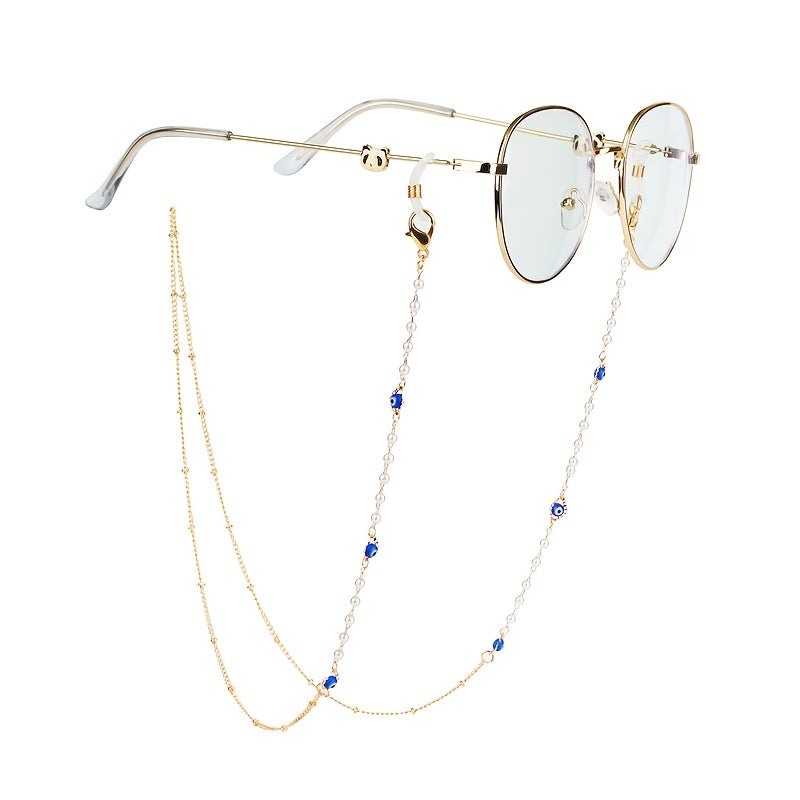 Pearl Rose Flower Mask Chain Glasses Holder