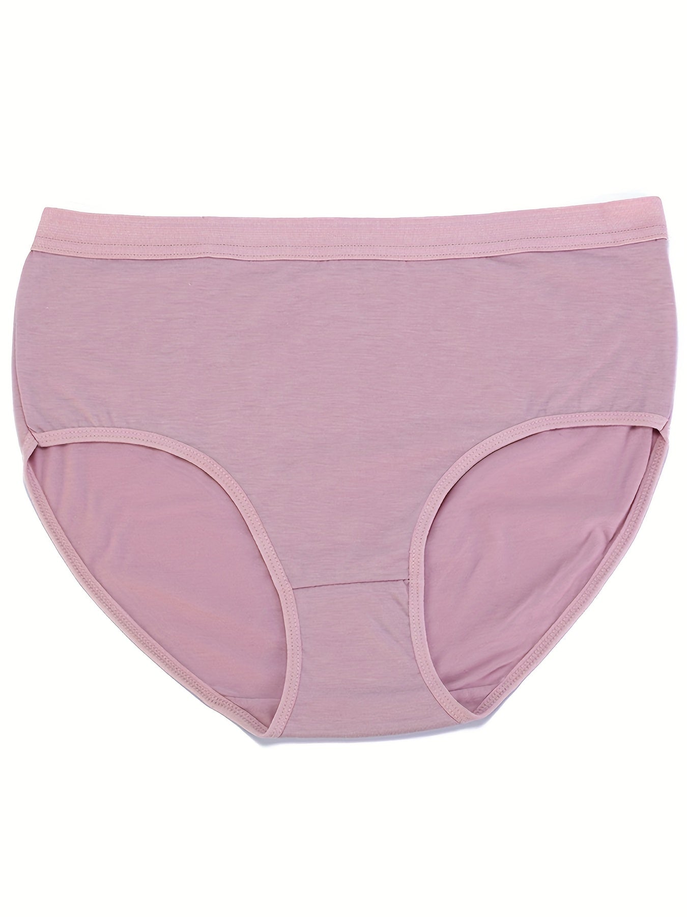 6 Pack Plus Size Basic Underwear Set Women's Plus Plain Mid Rise Medium Stretch