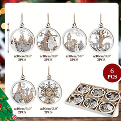 6pcs Winter Wonderland Farmhouse Christmas Tree Ornaments