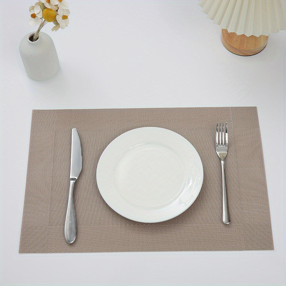 4pcs Single Frame Corners Placemat PVC Teslin Woven Table Mat