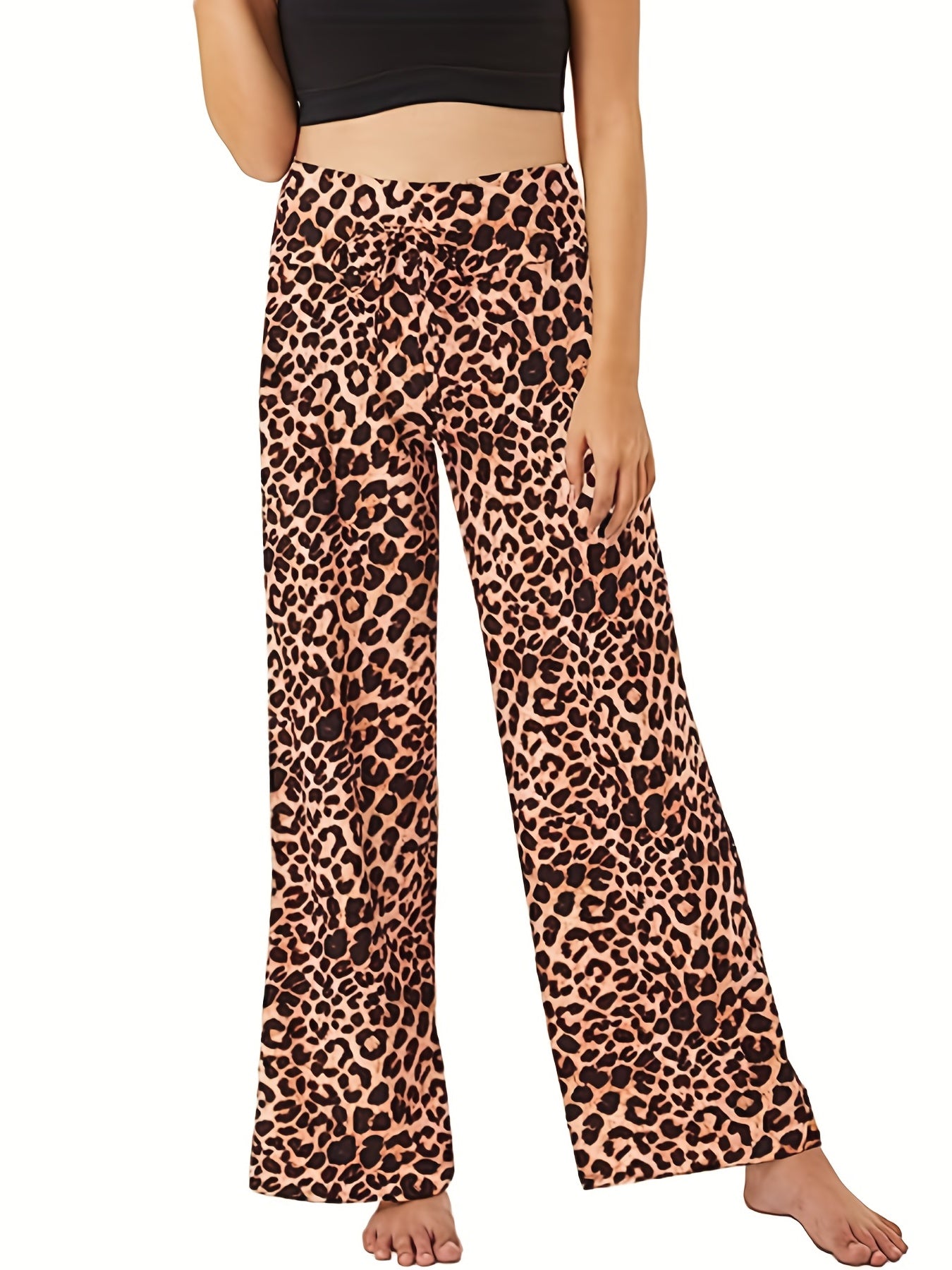  Casual Pants Women's Plus Graphic Print Yoga Wide Leg Loose Pants