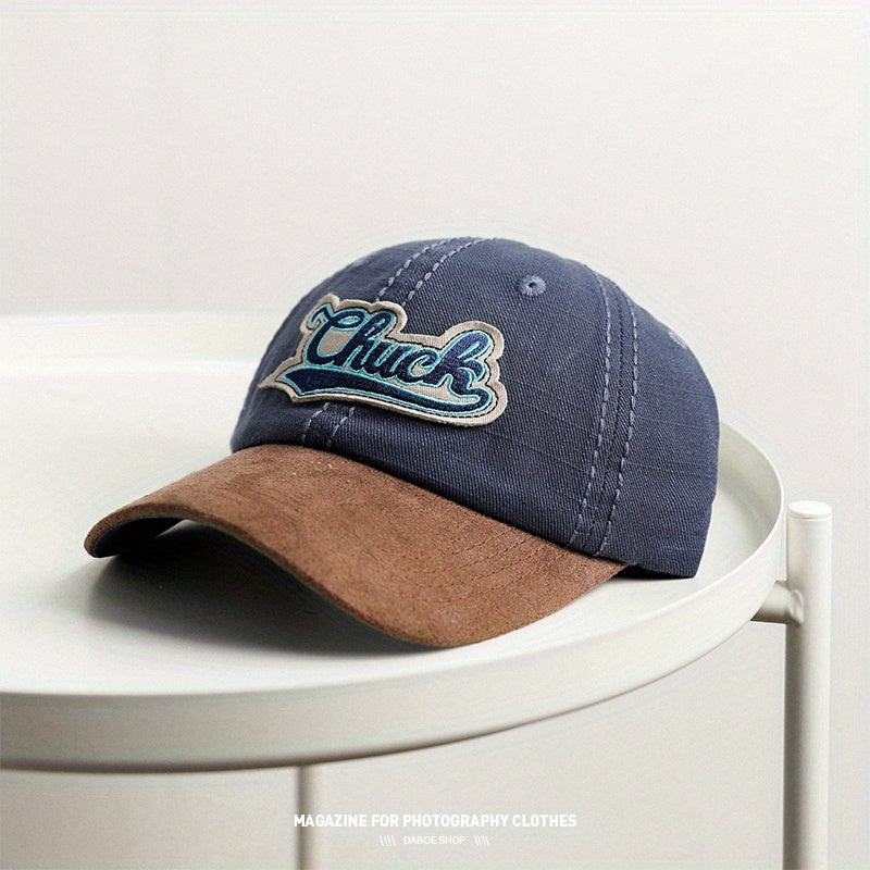 Vintage Frayed Brim Cap Curved Brim Pleated Peaked Cap Sun Protection