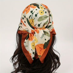 Vintage Flower Print Bandana Shawl Square Scarf Neckerchief