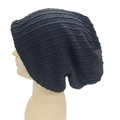 Ribbed Knitted Beanie Turban Cap Solid Elastic Skull Cap Lightweight Chemo Hats