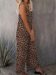  Leopard Print Cami Jumpsuit with Pockets