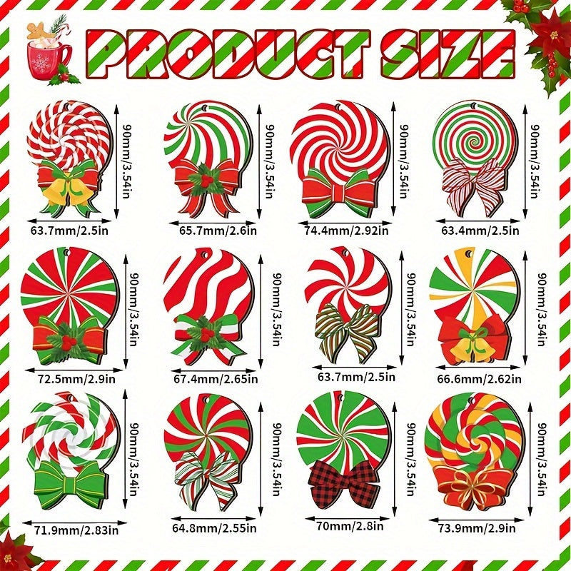 36pcs Christmas Hot Cocoa Wooden Ornaments with Rope Christmas Hanging Ornaments