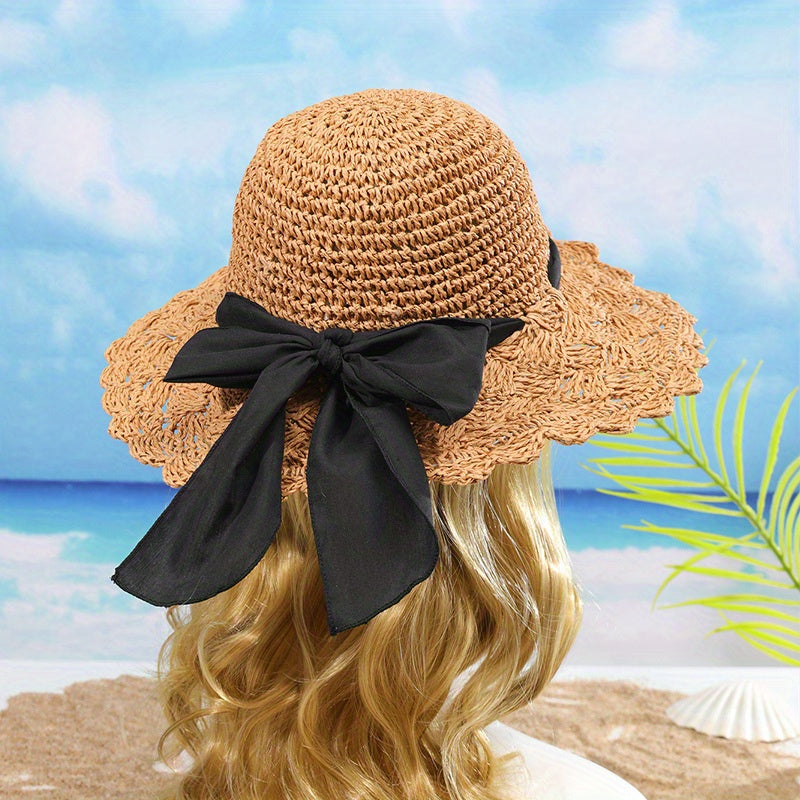 Vintage Ruffles Straw Sun Hat UPF50 Bucket Hat