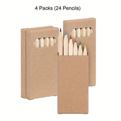 24 Pencils Mini Colored Pencils Portable Drawing School Supplies