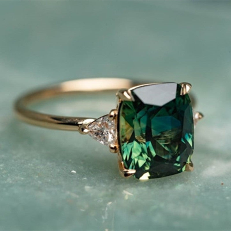 Square Zircon Solitaire Ring for Women's Engagement
