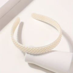 Faux Pearl Headband Wide Bridal Headdress Hair Band Wedding Party