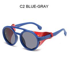 Vintage Round Frame Punk Steam Leather Sunglasses