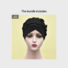 Solid Ruffles Turban Cap Head Wrap Chemo Cap Beanie