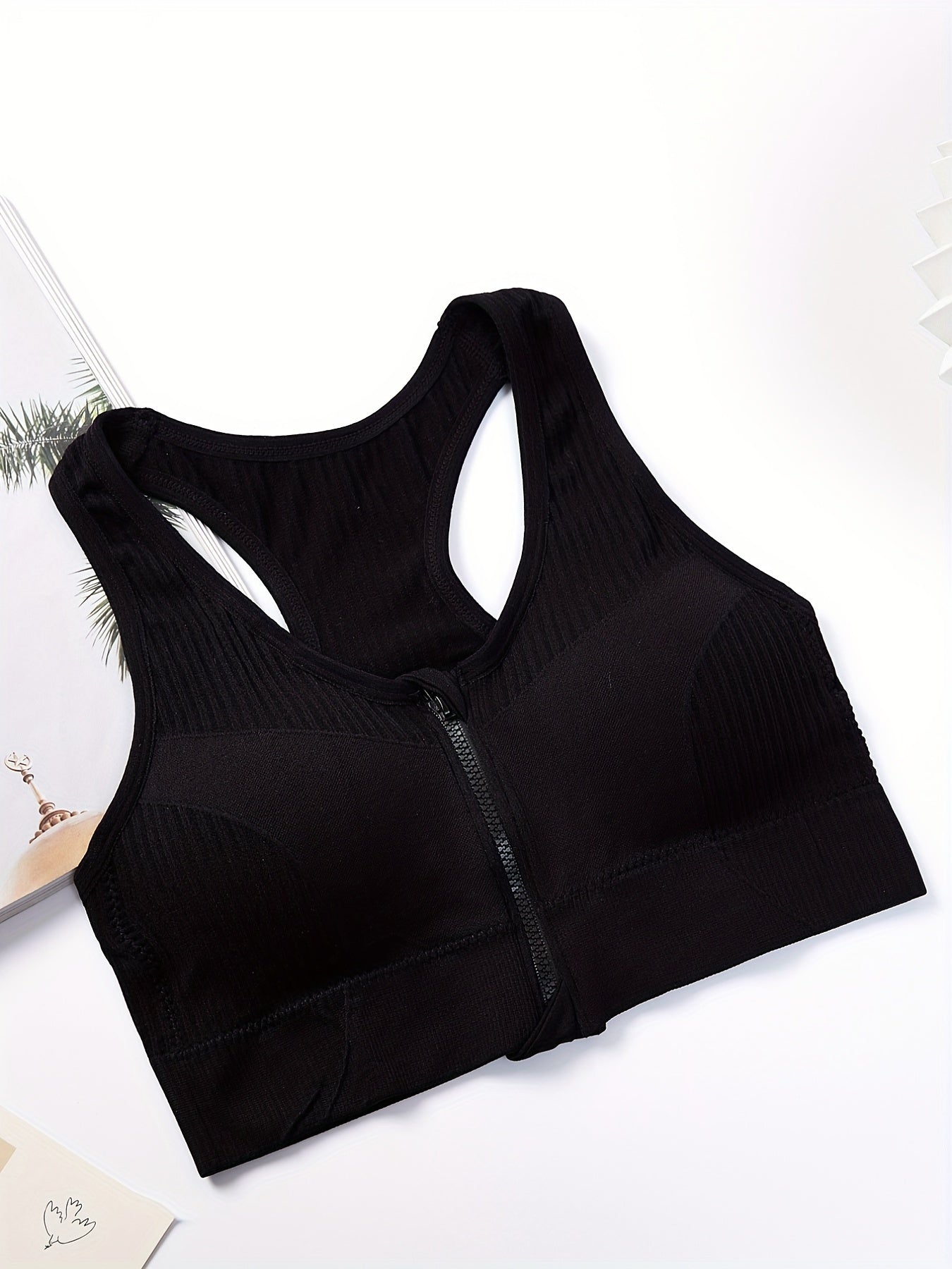 Racerback Zip Sports Bra Breathable Workout Tank Bra