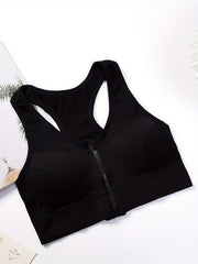Racerback Zip Sports Bra Breathable Workout Tank Bra