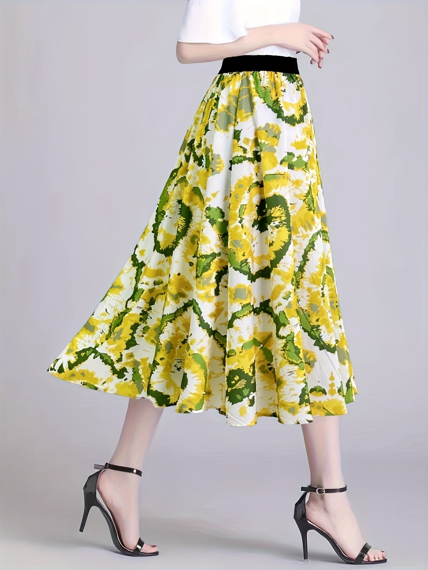 Women's Plus Tie Dye Print High Waist A line Skirt