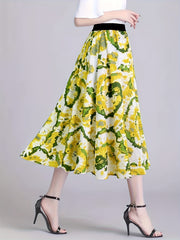 Women's Plus Tie Dye Print High Waist A line Skirt